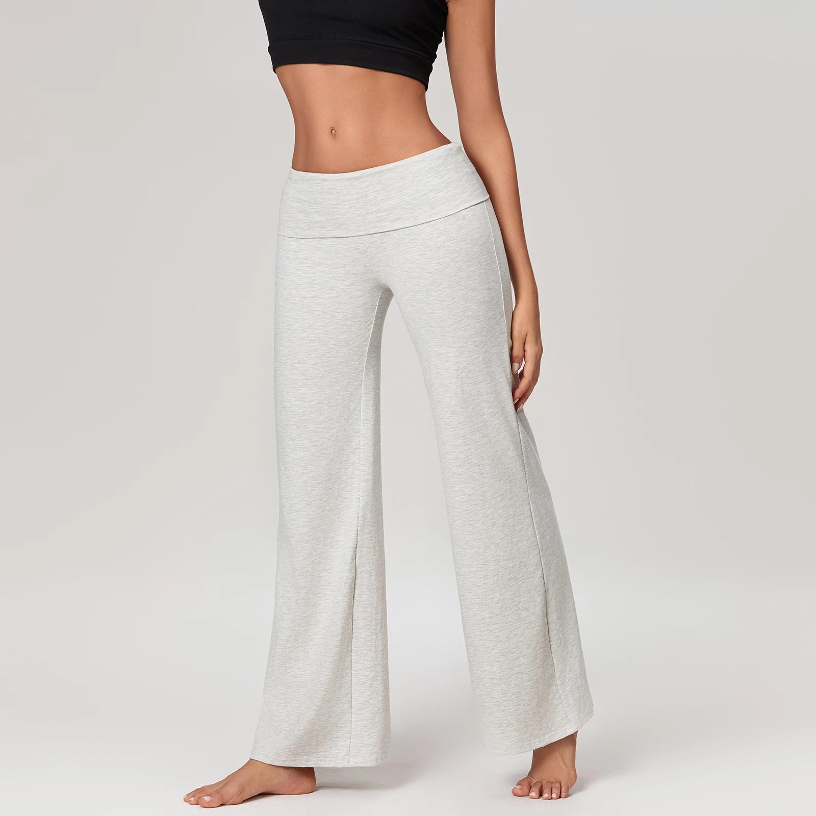 High-Waist FlowFold Flare Pants – Comfy & Stylish Stretch Loungewear