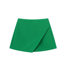 Falda pantalón asimétrica de cintura alta para mujer: falda corta vintage con cremallera y bolsillos traseros