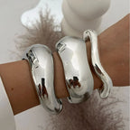 Klobiges goldenes Manschettenarmband im Punk-Stil – unregelmäßiger geometrischer Vintage-Armreif für Frauen
