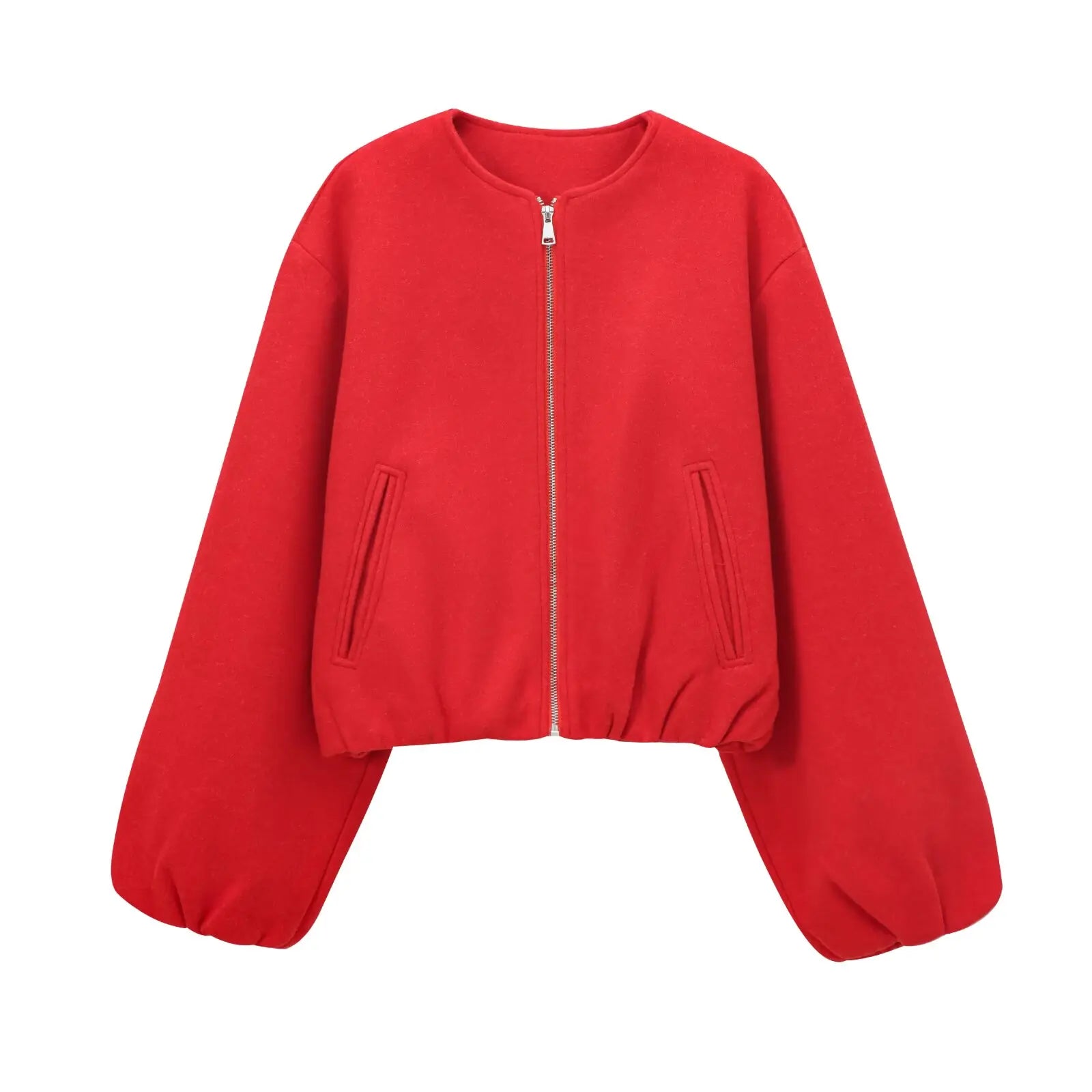 Women’s Spring Pilot Jacket – Multicolor Casual O-Neck Zipper Coat with Long Sleeves