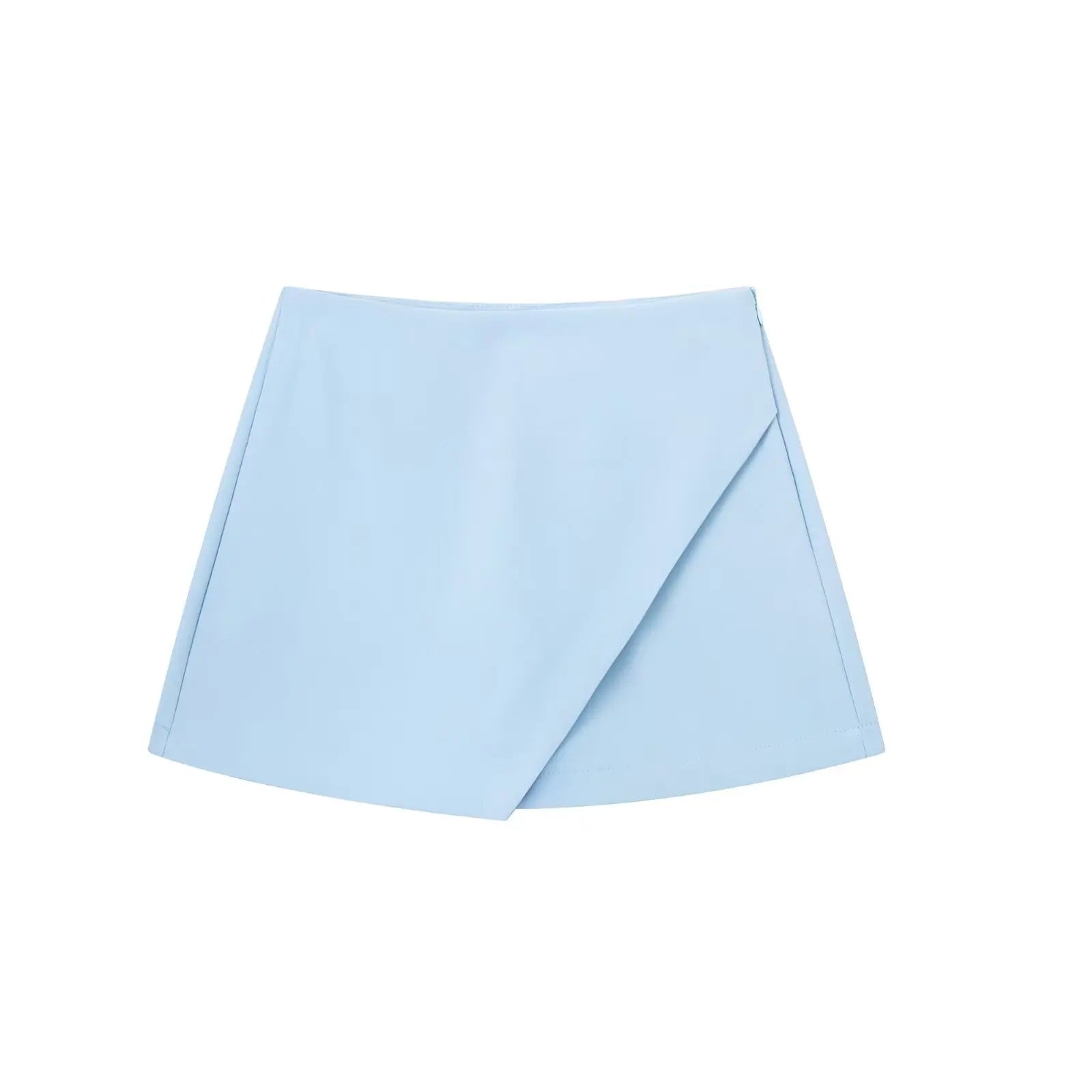Women's Asymmetrical High Waist Skort – Vintage Zipper Shorts Skirt with Back Pockets