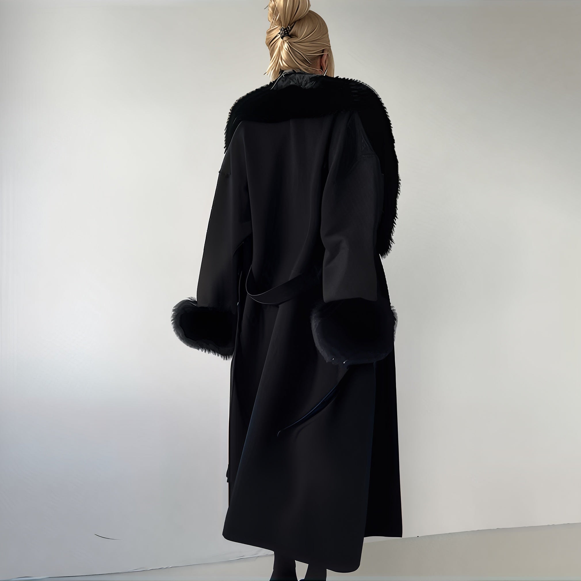 Solid Patchwork Woolen Overcoat