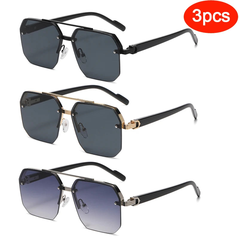 Oversized Retro Square Sunglasses – Double Bridge UV400 Gradient Shades