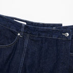 Minifalda vaquera azul marino con cremallera para mujer: pantalones cortos vintage chic de cintura alta