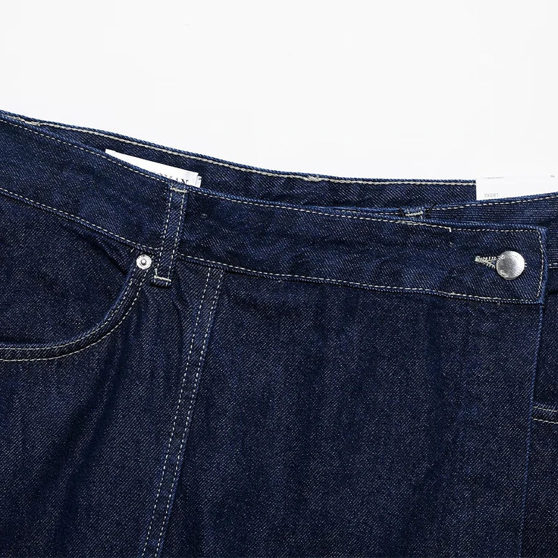 Dámská námořnická džínová mini sukně s zipem – Vysoký pas vintage chic šortky