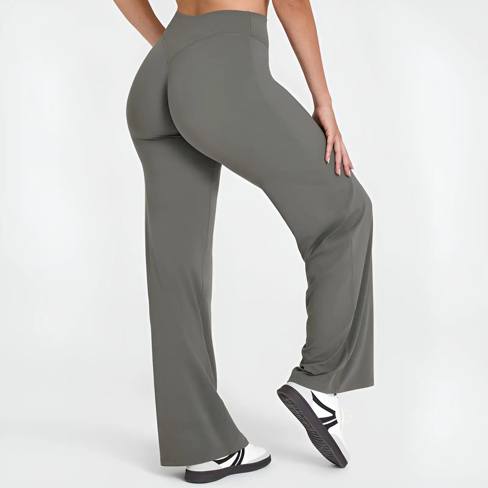 Pantalon de yoga ultra doux à jambe droite – Pantalon de sport taille mi-haute effet seconde peau pour femme