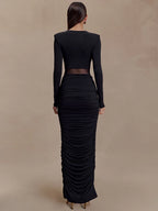 Elegant Deep V-Neck Mesh Maxi Dress