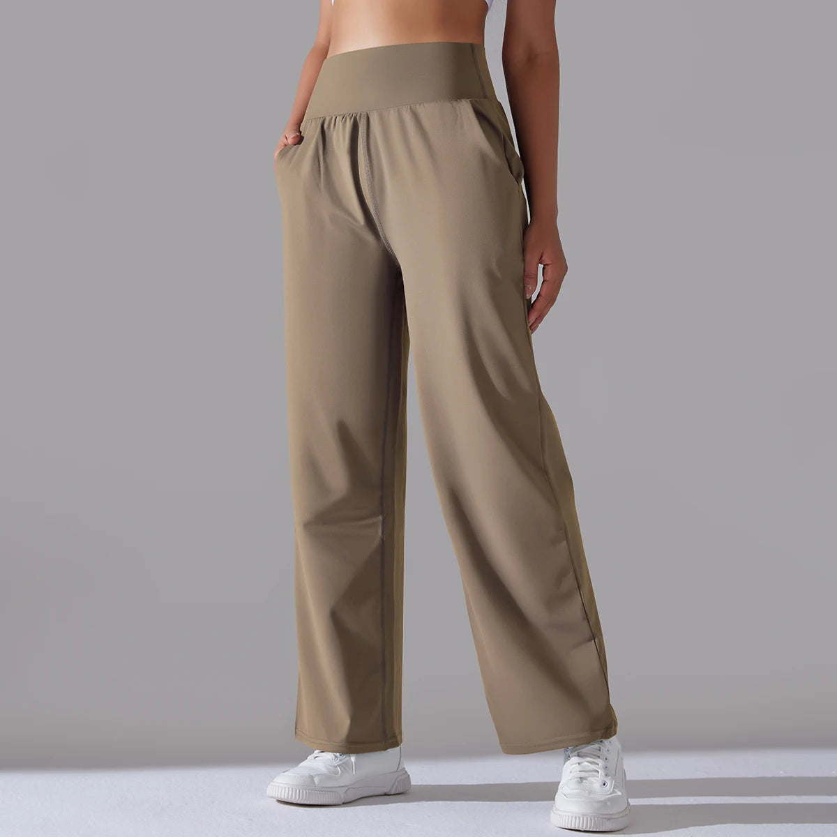 FlexDrift High-Waist Lounge Pants – Buttery Soft Wide-Leg Fit in Cocoa