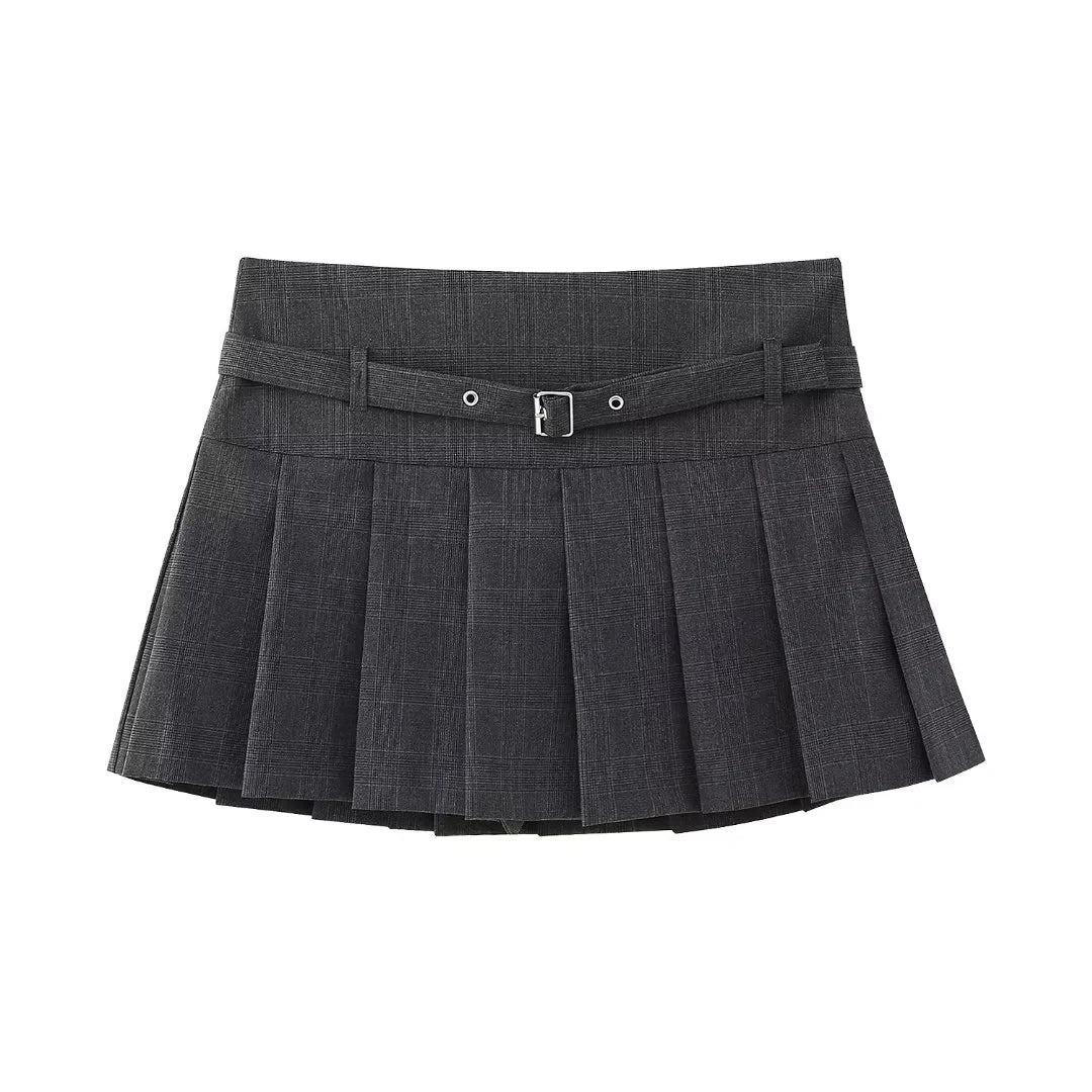 Pleated High Waist Mini Skirt with Belt – Chic Street Style