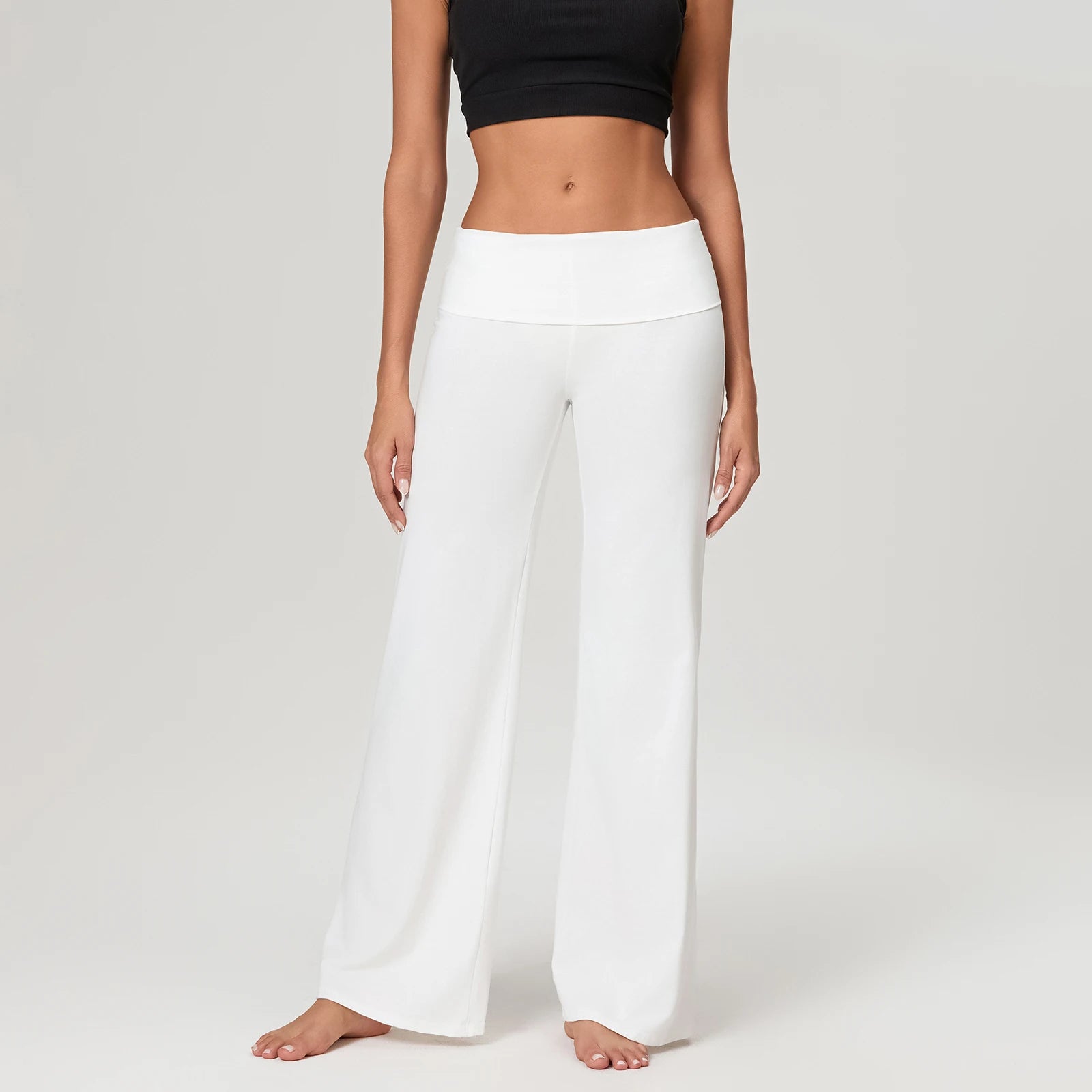 High-Waist FlowFold Flare Pants – Comfy & Stylish Stretch Loungewear