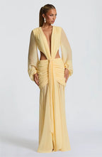 Deep V Backless Maxi Dress