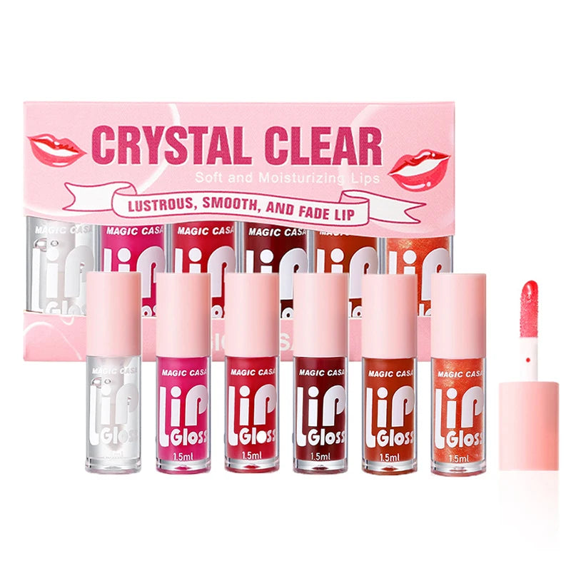 MAGIC CASA 6-Piece Jelly Lip Oil Set – Plumping & Hydrating Gloss with Long-Lasting Shine | 9ml Each