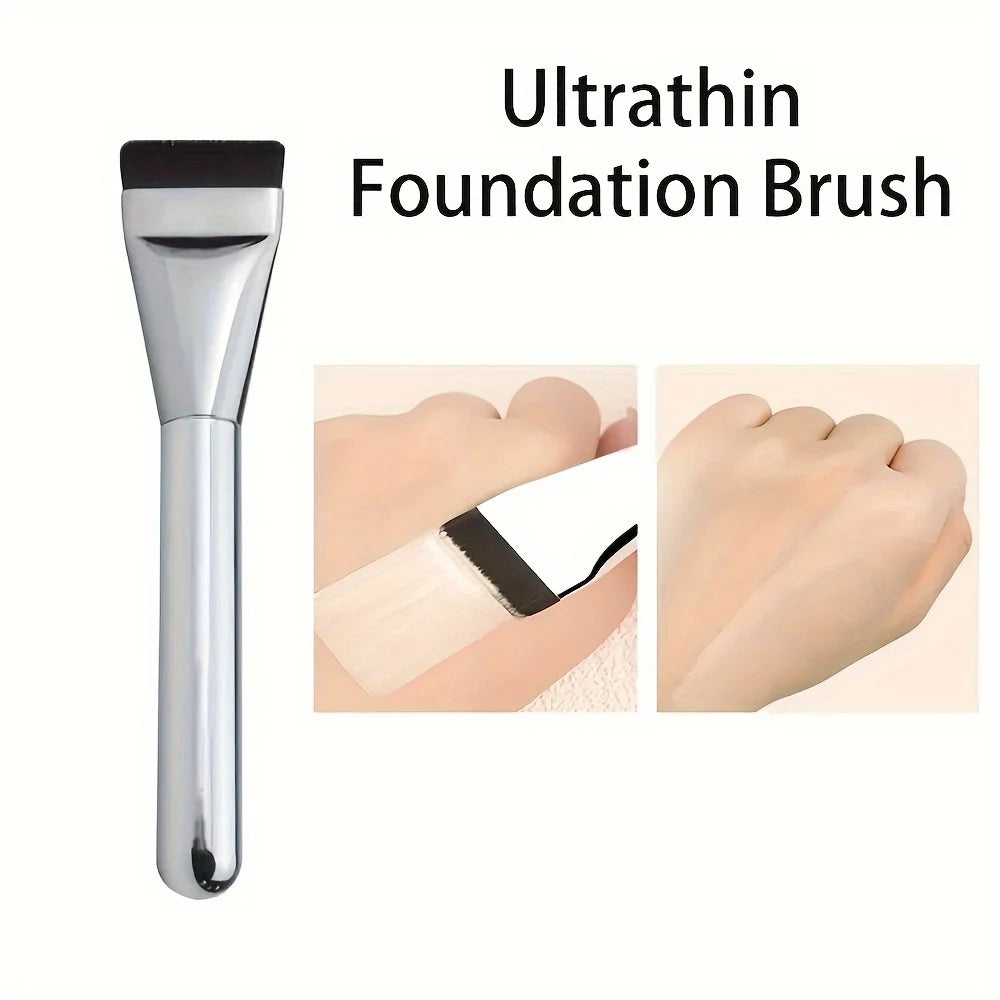 Flat-Head Foundation Brush – Ultra-Thin Traceless Makeup Brush for Smooth, Flawless Base | Wool Fiber & Metal Handle