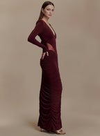 Elegant Deep V-Neck Mesh Maxi Dress