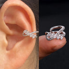 1pc Rainbow CZ Clip-On Ear Cuff – Non-Piercing Geometric Wrap Earring for Women & Girls