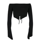 Siren Off-Shoulder Ruched Long Sleeve Top