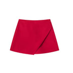 Falda pantalón asimétrica de cintura alta para mujer: falda corta vintage con cremallera y bolsillos traseros