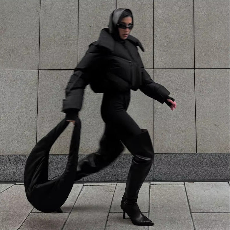 Stand Collar Cotton-Filled Zipper Jacket