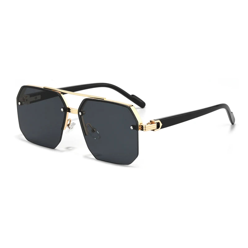 Oversized Retro Square Sunglasses – Double Bridge UV400 Gradient Shades