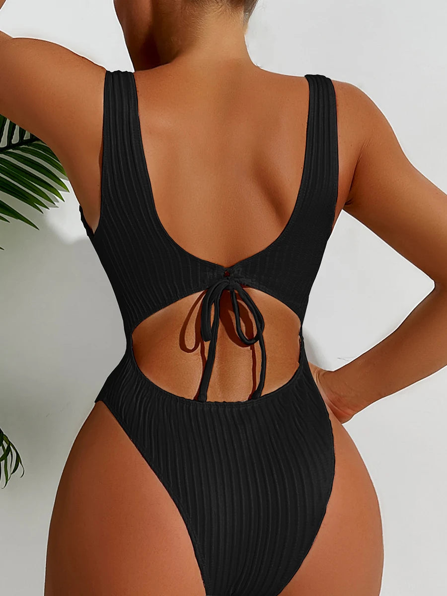 Coastal Curve – Sculpted Texture Swimwear