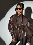 Oversized Leather Zip Jacket