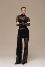 Lace See-Through Ruched Jumpsuit