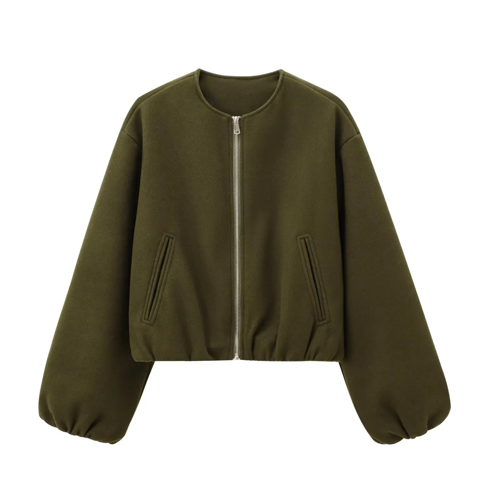 Women’s Spring Pilot Jacket – Multicolor Casual O-Neck Zipper Coat with Long Sleeves