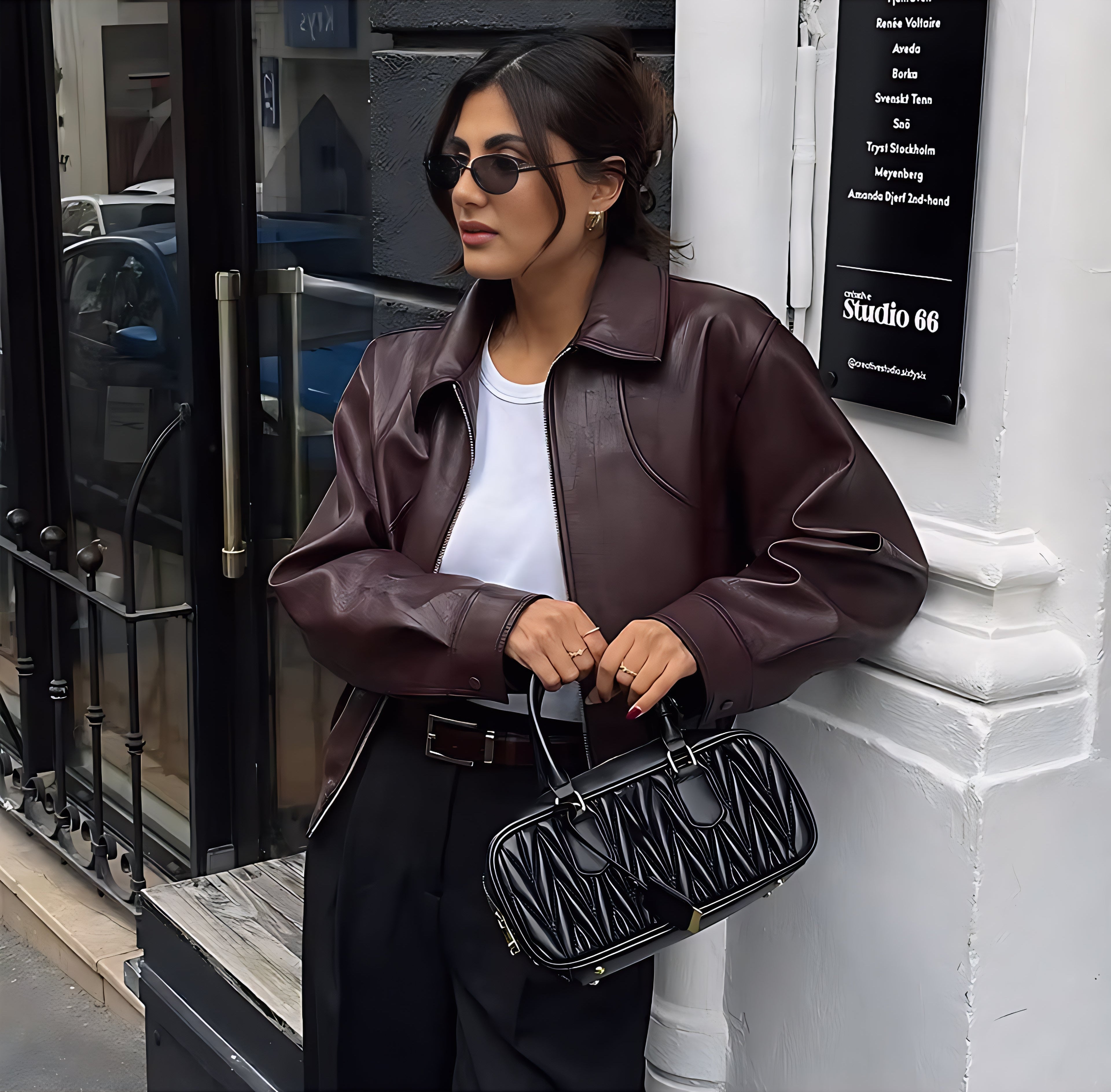 Wine Red Faux Leather Jacket – Minimalist Zip-Up Outerwear