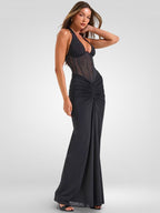 Halter V-Neck Backless Maxi Dress