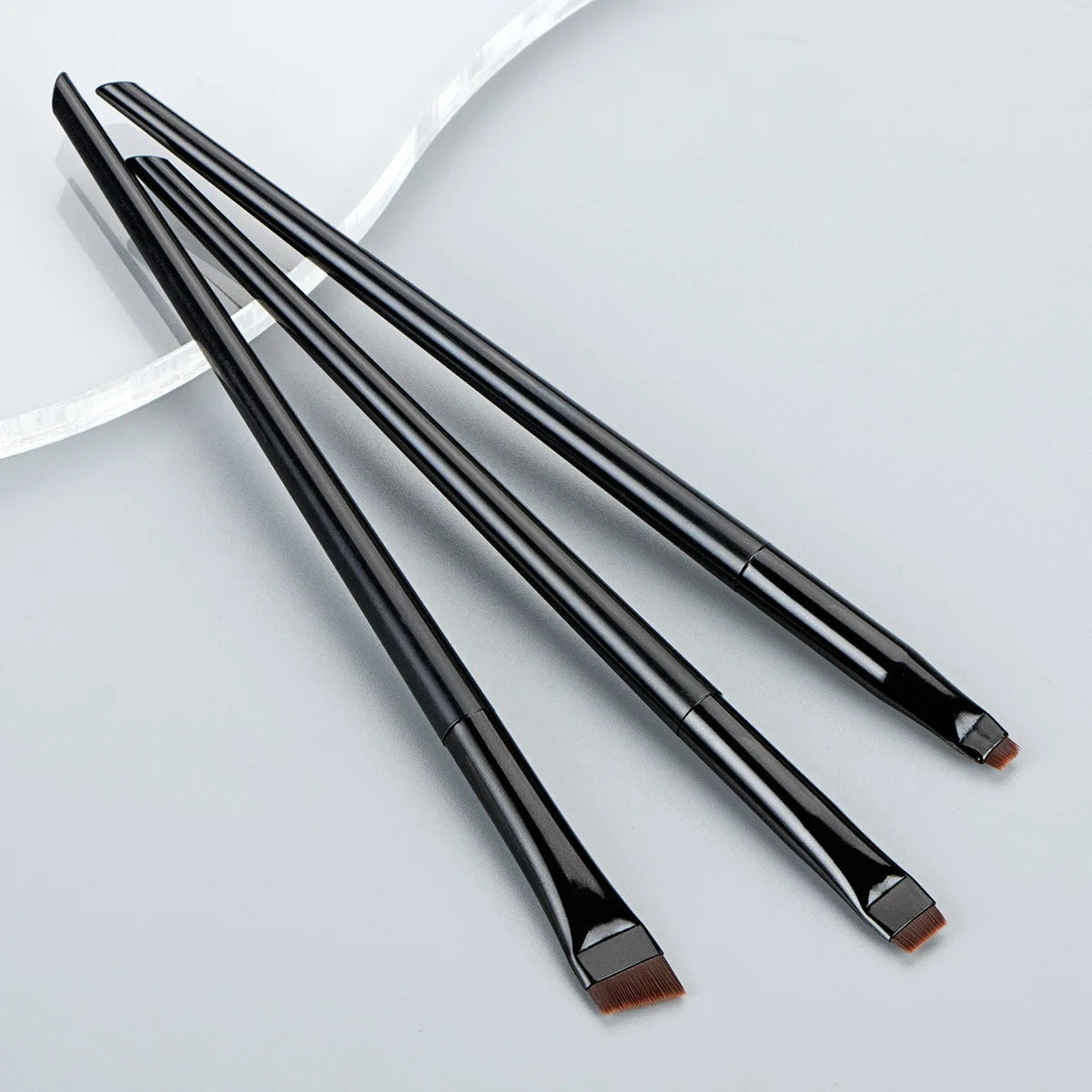 3-Piece Eyeliner & Eyebrow Brush Set – Ultra-Thin, Angled Makeup Brushes with Wooden Handle