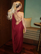 Sofia Burgundrotes Maxikleid