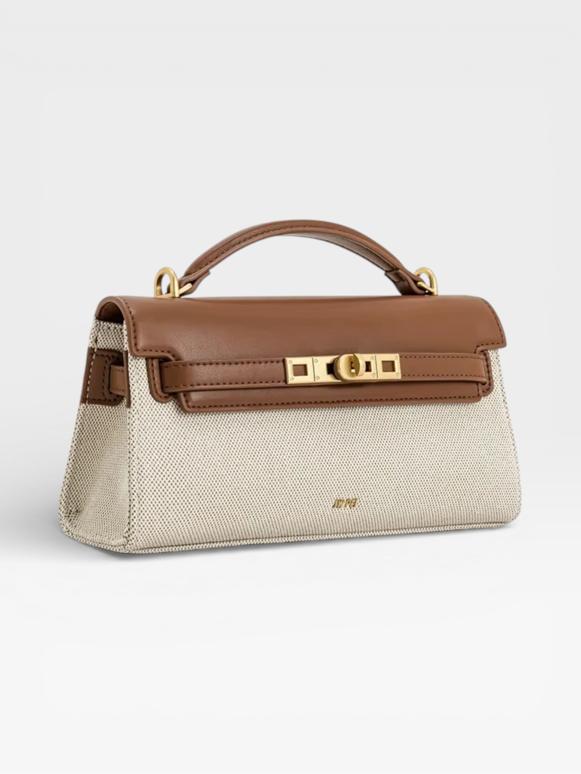 Crocodile-Embossed Leather Square Handbag