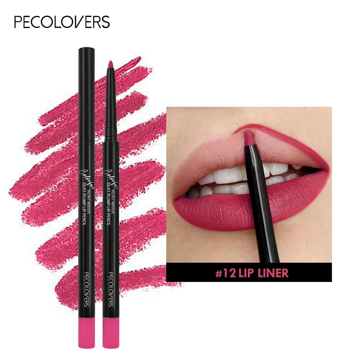 Waterproof Matte Lipliner Pencil – Long-Lasting Contour Tint for Lips | 12 Moisturizing Colors