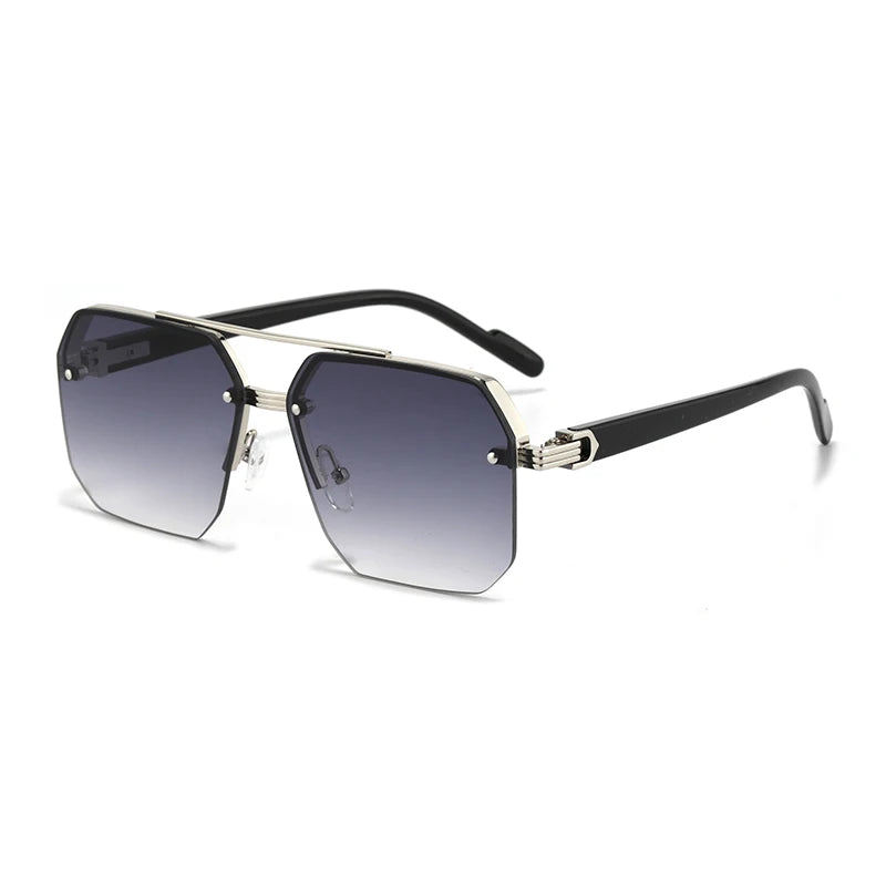 Oversized Retro Square Sunglasses – Double Bridge UV400 Gradient Shades