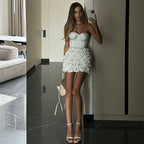 Vestido mini con corsé rosa