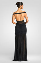 Off-Shoulder Halter Split Maxi Dress