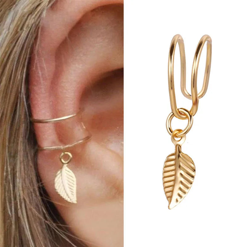 Non-Piercing Leaf Ear Cuff – Gold-Plated Clip-On Earring
