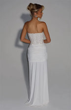 Glitter Off-Shoulder Maxi Dress