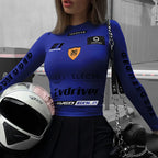 Racing Longsleeve Crop Top – Slim Fit with Motorsport Print