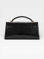 Crocodile-Embossed Leather Square Handbag