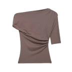 Elegant One-Shoulder Ruched Top – Lightweight & Stylish
