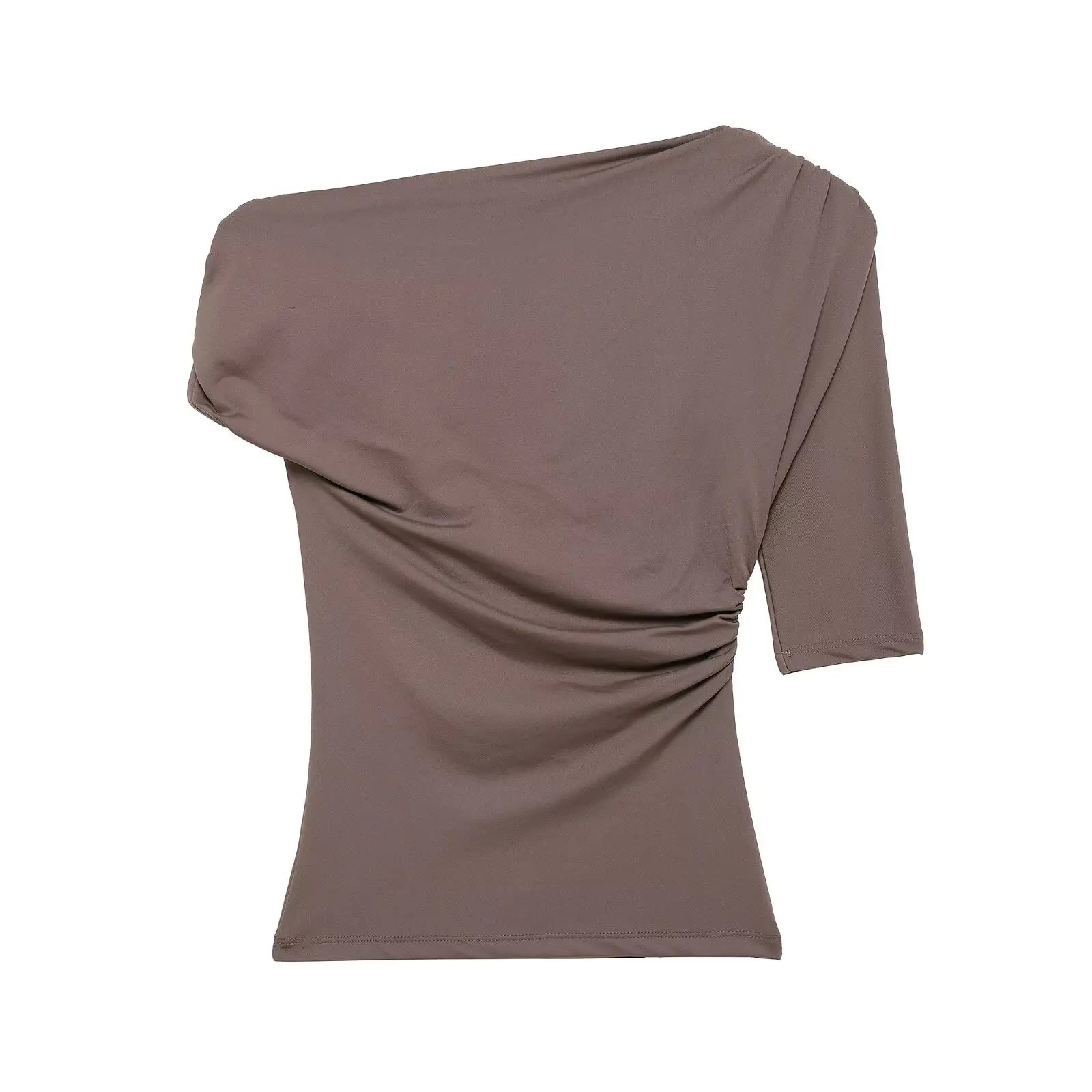 Elegant One-Shoulder Ruched Top – Lightweight & Stylish