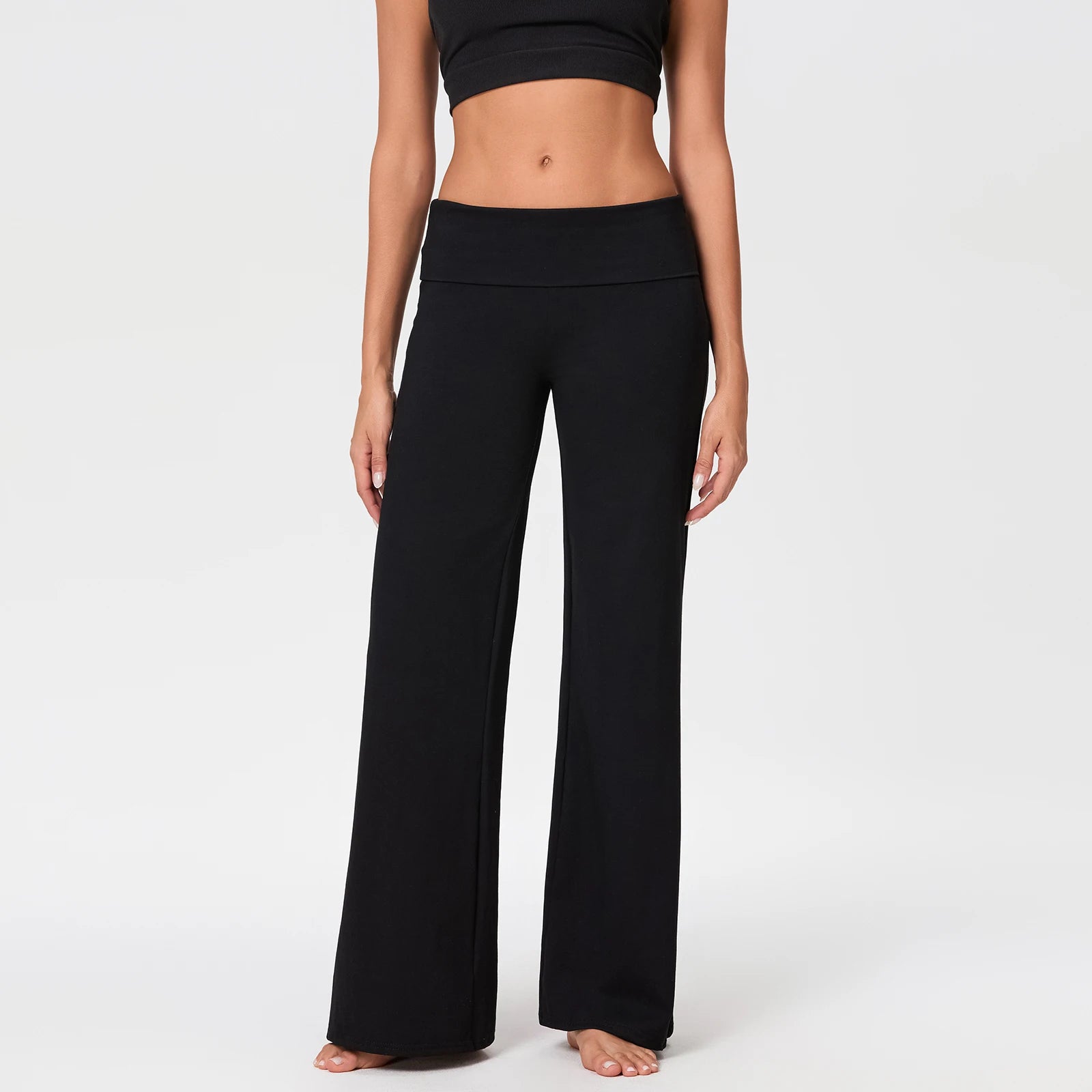 High-Waist FlowFold Flare Pants – Comfy & Stylish Stretch Loungewear