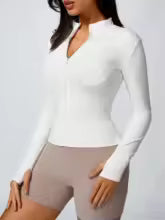 Women's Turtleneck Zip Sports Jacket – Breathable Long-Sleeve Activewear