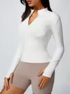 Women's Turtleneck Zip Sports Jacket – Breathable Long-Sleeve Activewear