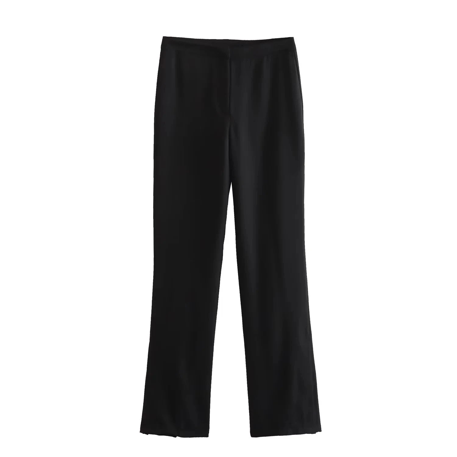 Strapless Chic – Buttoned Blazer & Slit Trouser Set