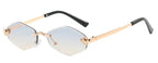 Luxuriöse randlose Polygon-Sonnenbrille für Damen – Vintage Braun Rhombus Gradient UV400 Brillen