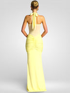 Ruched Halter Off-Shoulder Maxi Dress