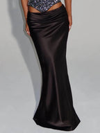 Women's Sequin Crop Top & Satin Maxi Skirt Set