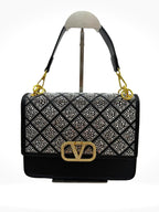 Diamond-Studded Quilted Shoulder Bag
